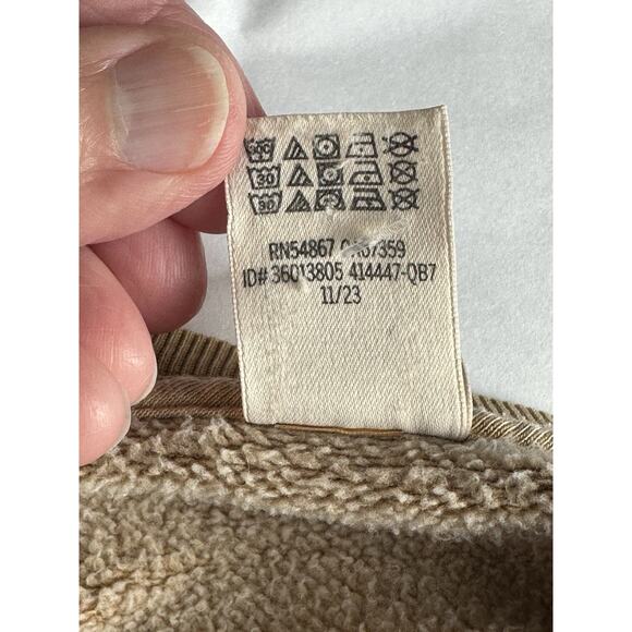 Victoria's Secret PINK Sz S Logo Relaxed Cropped Pullover Sweatshirt Tan Beige - Picture 10 of 13